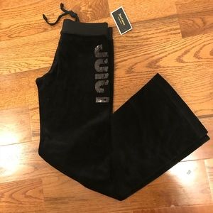 Black Sequins Juicy Logo Velvet Tracksuit Pants